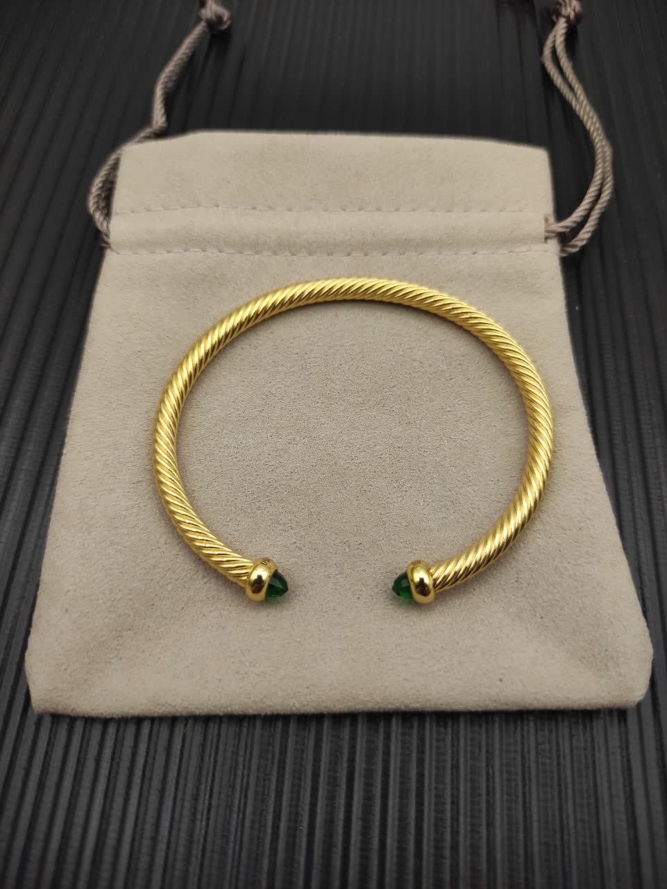 David Yurman Dolce & Gabbana Gold Tone Emerald Crystal Snake Bracelet